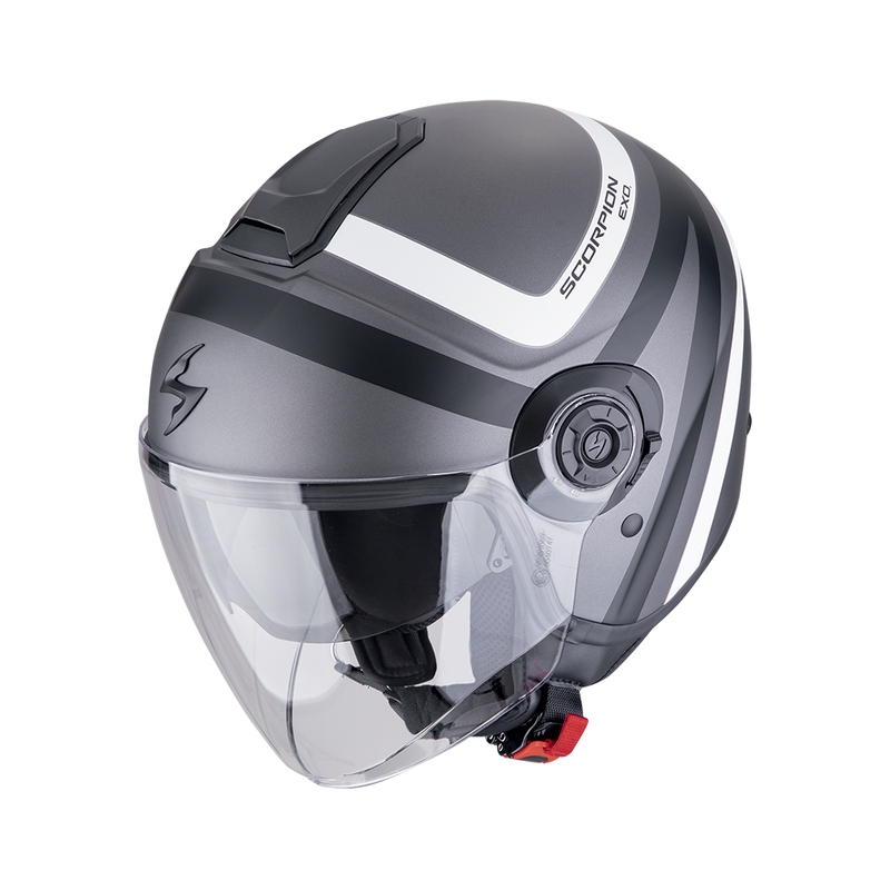 Casco moto aperto Scorpion EXO-CITY II RIVA argento-nero-bianco opaco Saldi