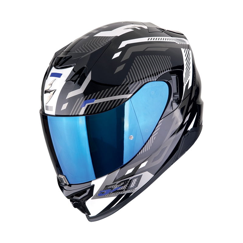 Casco moto integrale Scorpion EXO-520 EVO AIR RANKA nero-bianco-blu Saldi