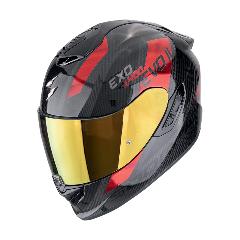 Casco moto integrale Scorpion EXO-1400 EVO II CARBON AIR PLATTED nero-rosso Saldi