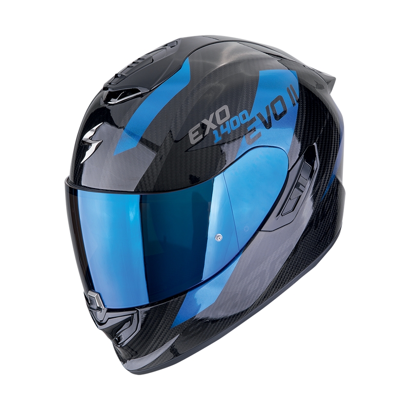 Casco moto integrale Scorpion EXO-1400 EVO II CARBON AIR PLATTED nero-blu Saldi