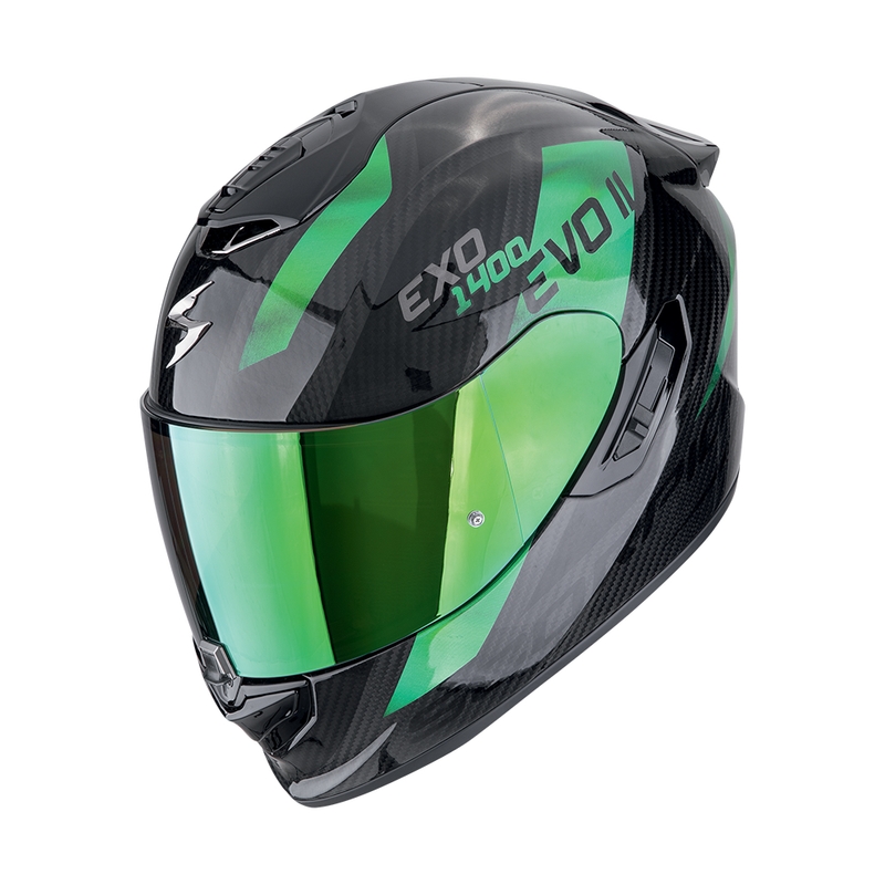 Casco moto integrale Scorpion EXO-1400 EVO II CARBON AIR PLATTED nero-verde Saldi