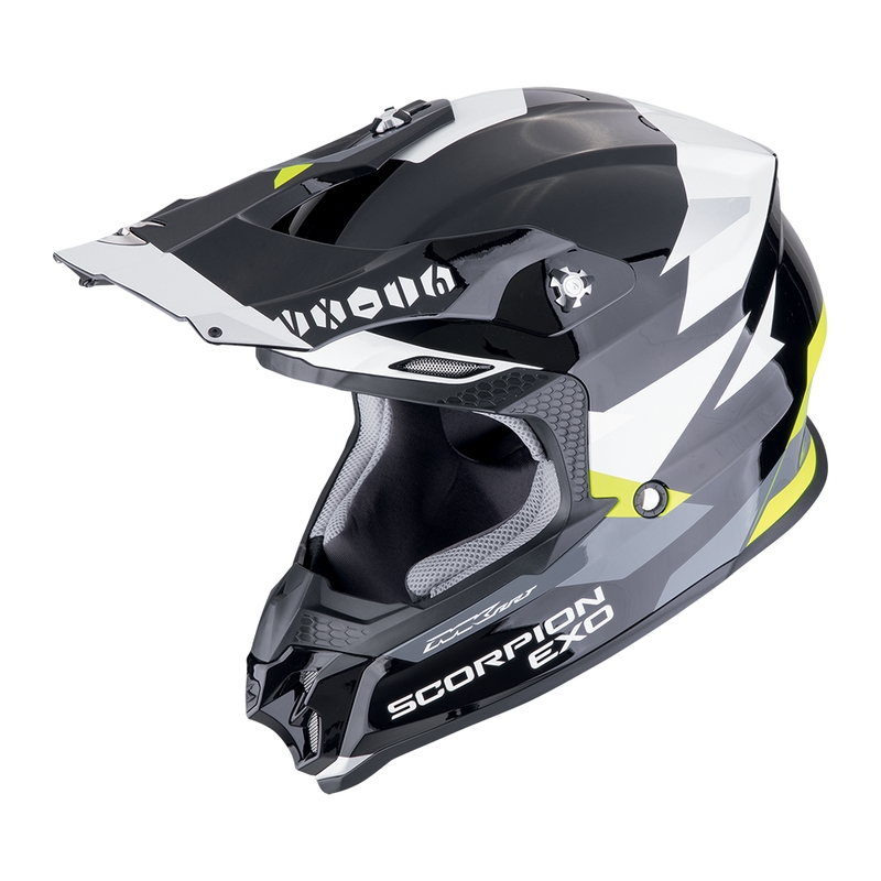 Casco motocross Scorpion VX-16 EVO AIR ROD nero-giallo fluo