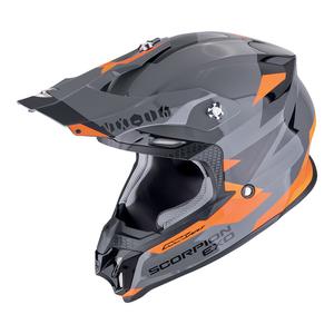 Casco da motocross Scorpion VX-16 EVO AIR ROD grigio-arancio