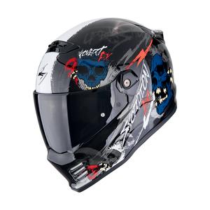 Casco moto integrale Scorpion COVERT FX SKULLZ nero-grigio-rosso