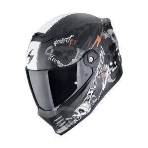 Casco moto integrale Scorpion COVERT FX SKULLZ nero opaco-grigio-oro