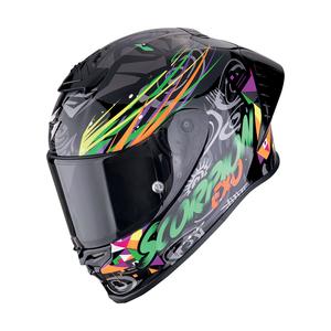 Casco moto integrale Scorpion EXO-R1 EVO II AIR SAVAGE nero-verde-arancio