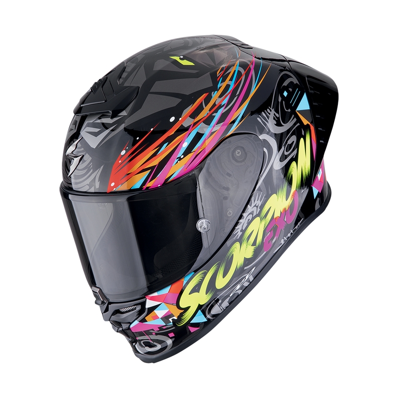 Casco moto integrale Scorpion EXO-R1 EVO II AIR SAVAGE nero-blu-rosa