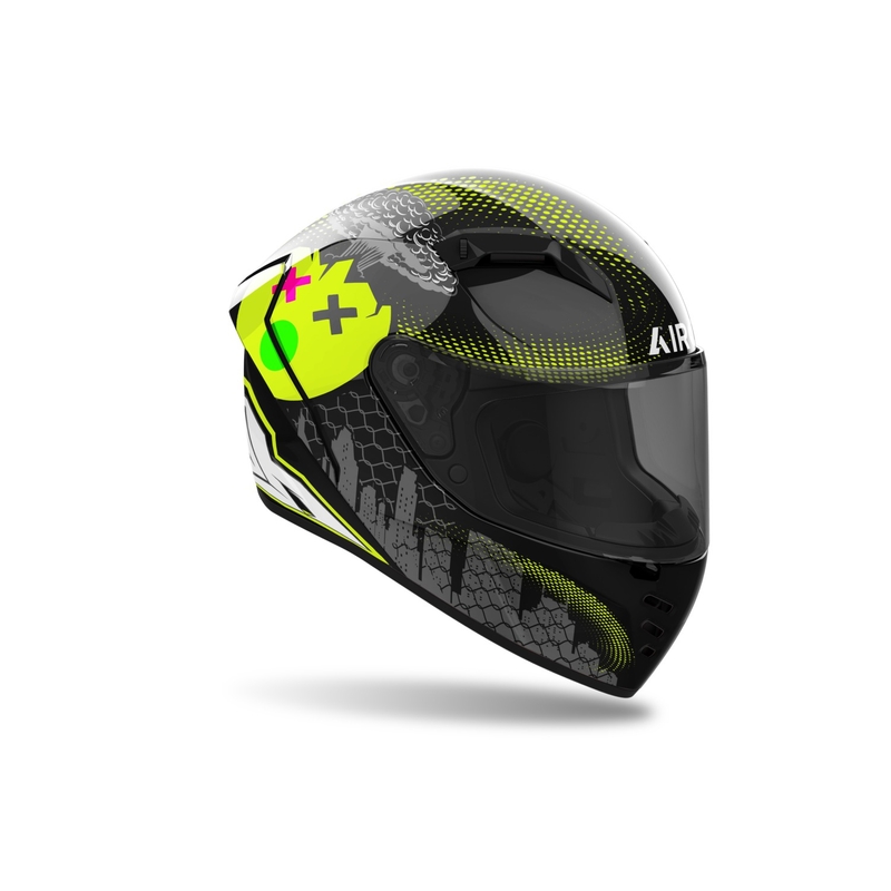 Casco moto integrale Airoh CONNOR Gamer nero-grigio-giallo fluo