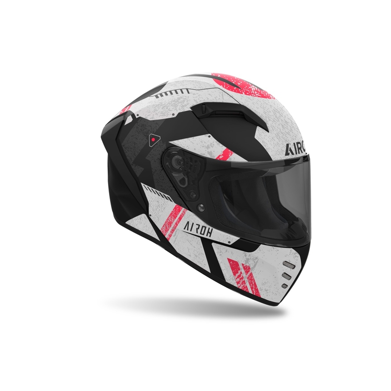 Casco moto integrale Airoh CONNOR Omega bianco-rosso opaco