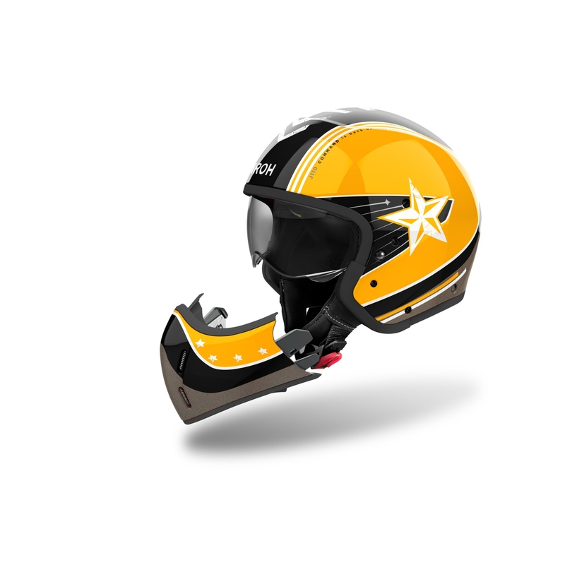 Casco moto modulare Airoh J110 Command giallo lucido