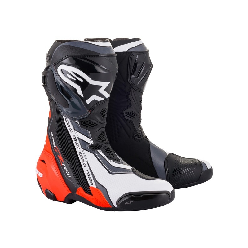 Stivali da moto Alpinestars Supertech R nero-fluo-rosso-bianco-grigio