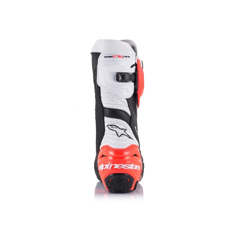 Stivali moto Alpinestars Supertech R Vented nero-bianco-rosso fluo