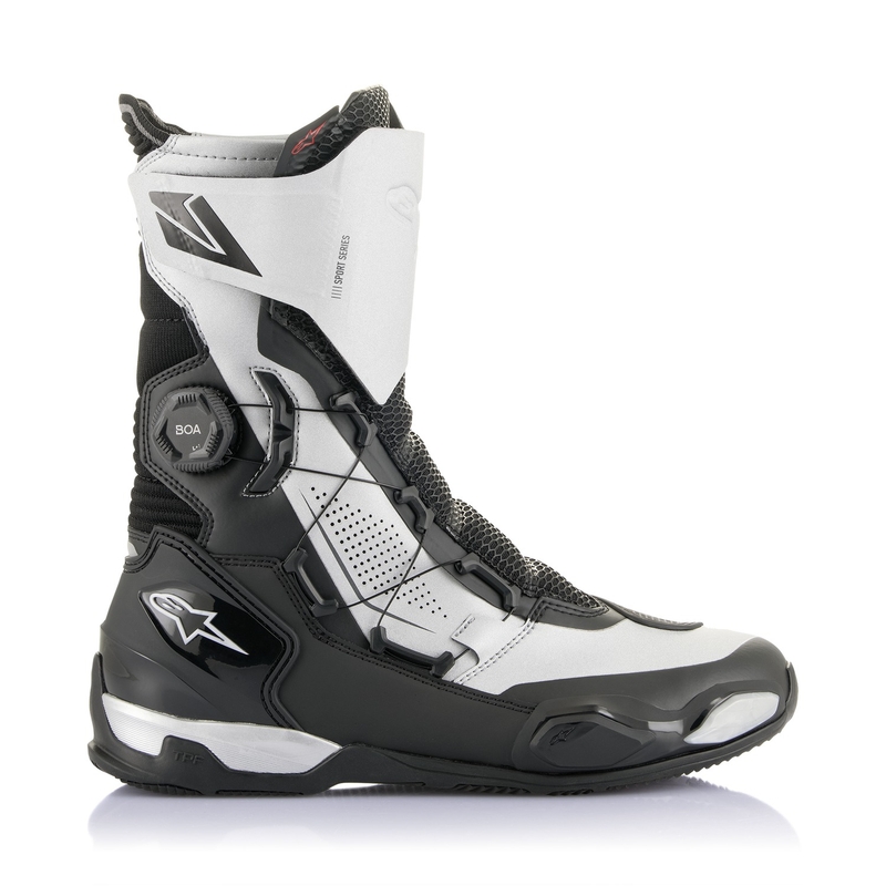 Stivali da moto Alpinestars SP-X BOA nero e argento