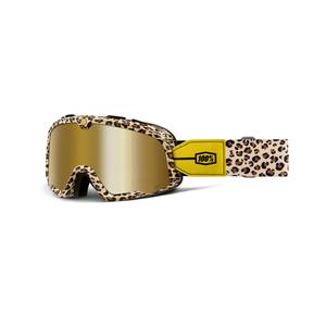 Occhiali da motocross 100% Barstow beige-marrone con plexi oro