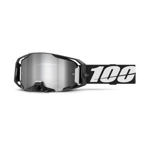 Occhiali da motocross 100% ARmatic neri con plexi argentato a specchio
