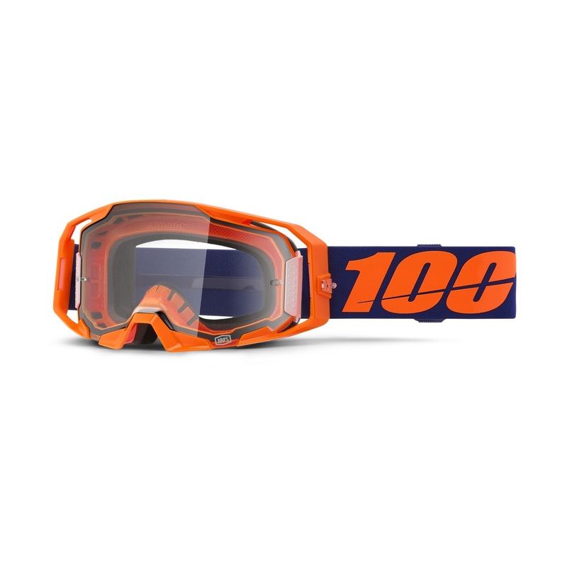 Occhiali da motocross 100% ARmatic Neon Orange con plexi trasparente