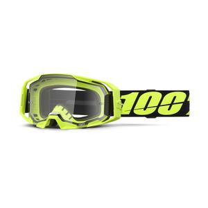 Occhiali motocross 100% ARmatic Neon Yellow con plexiglass trasparente