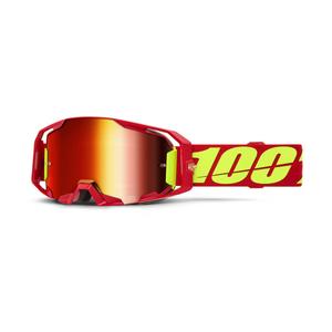 Occhiali motocross 100% ARmatic red con plexiglass rosso