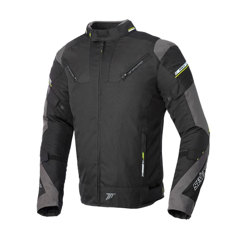 Giacca moto SEVENTY DEGREES SD-JR69 nero-giallo fluo
