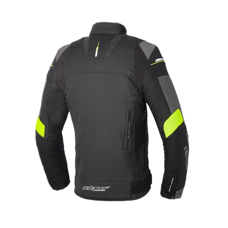 Giacca moto SEVENTY DEGREES SD-JR69 nero-giallo fluo