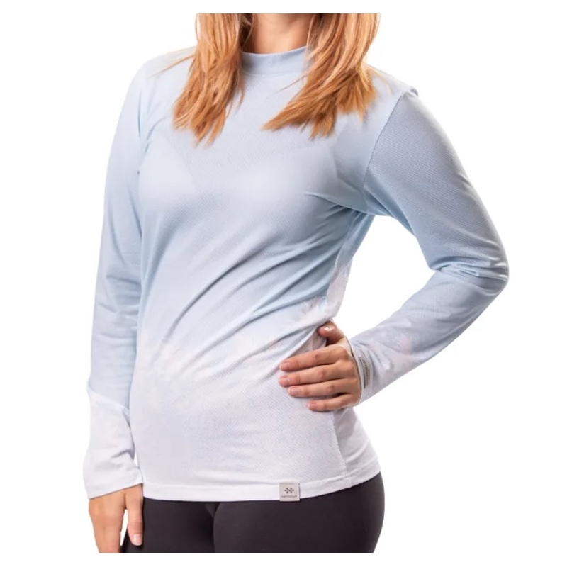 T-shirt termica da donna nanosilver® Frozen blu-bianco