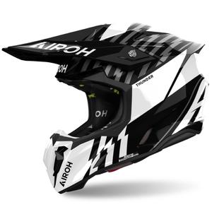 Casco motocross Airoh Twist 3 Thunder 2024 nero-bianco lucido