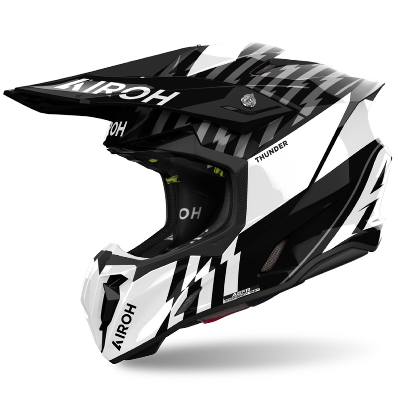 Casco motocross Airoh Twist 3 Thunder nero-bianco lucido