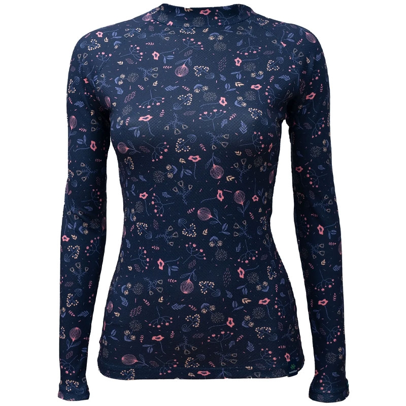T-shirt termica da donna nanosilver® Bloom blu scuro