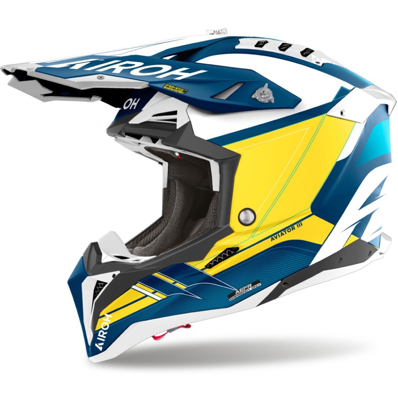 Casco da motocross Airoh Aviator 3 Saber blu opaco