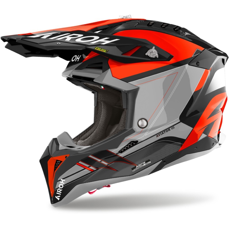 Casco da motocross Airoh Aviator 3 Saber 2024 arancione lucido