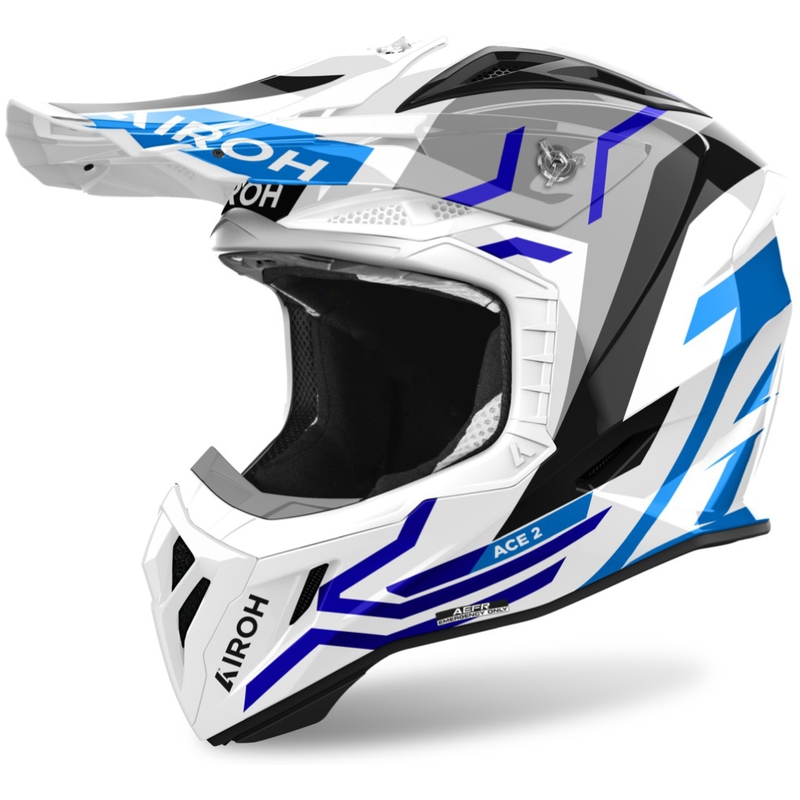 Casco da motocross Airoh Aviator Ace 2 Ground blu lucido