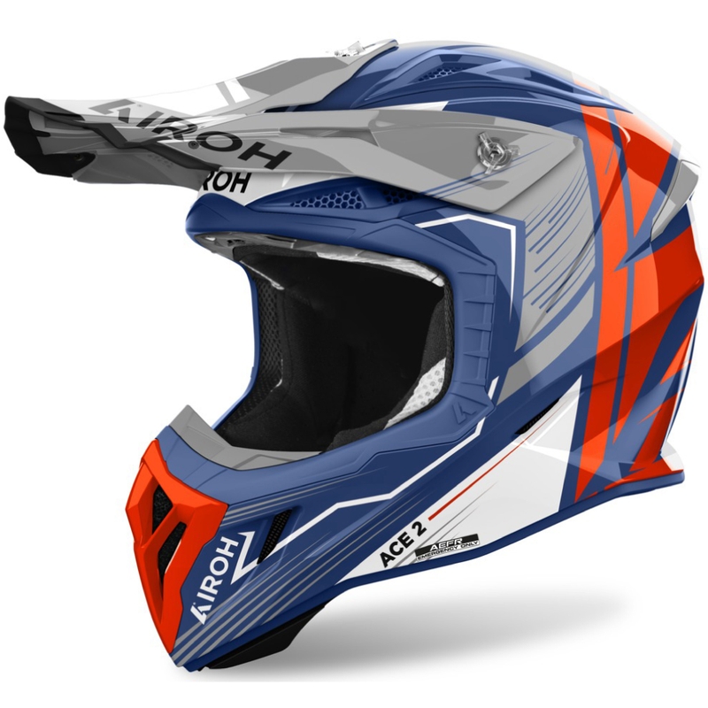 Casco da motocross Airoh Aviator Ace 2 Engine blu lucido