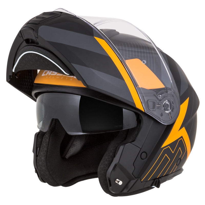 Casco moto apribile Cassida Modulo 2.1 Profile nero opaco-grigio-arancio