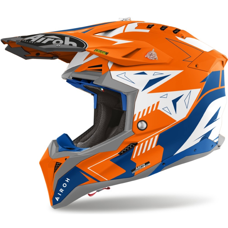 Casco da motocross Airoh Aviator 3 Spin arancione fluo opaco