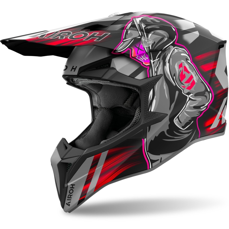 Casco da motocross Airoh Wraaap Cyber rosso opaco