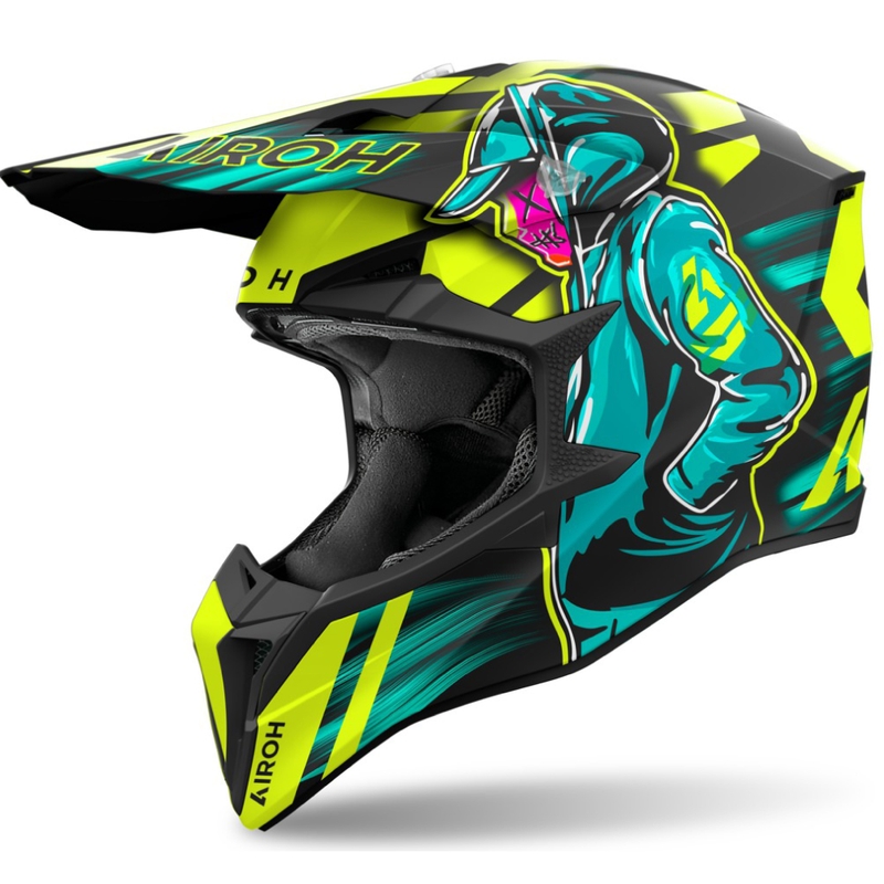 Casco da motocross Airoh Wraaap Cyber giallo opaco
