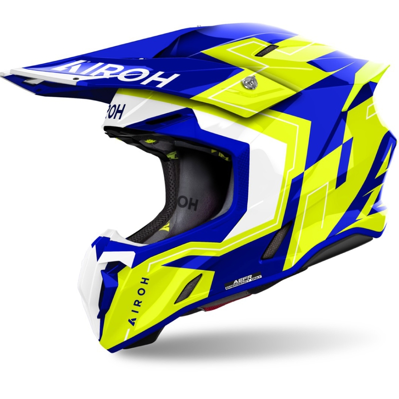 Casco motocross Airoh Twist 3 Dizzy blu-giallo lucido