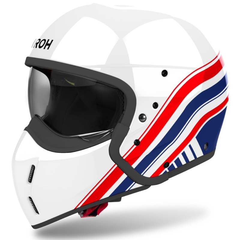 Casco moto modulare Airoh J110 Eon lucido bianco-blu-rosso