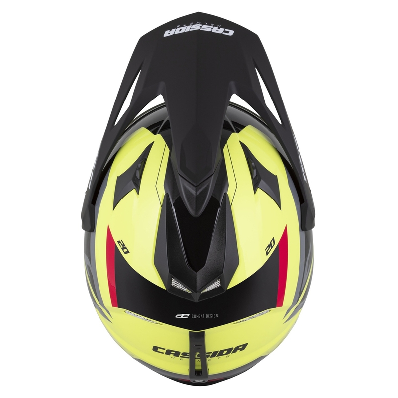 Casco enduro Cassida Tour 2.0 X-tra giallo fluo-nero-rosso-grigio con visiera nera opaca