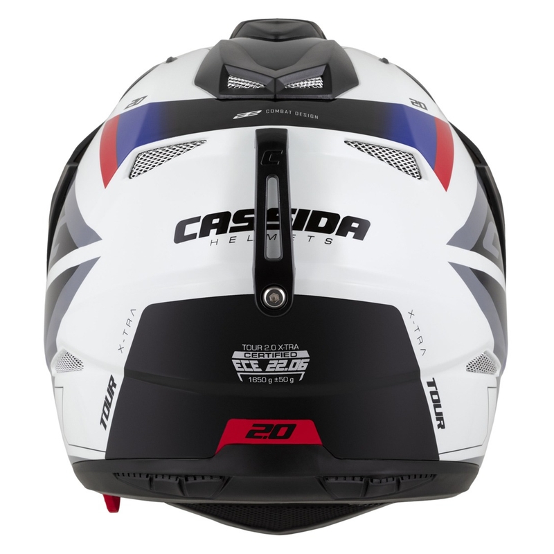 Casco enduro Cassida Tour 2.0 X-tra bianco-blu-rosso-nero con visiera nera opaca