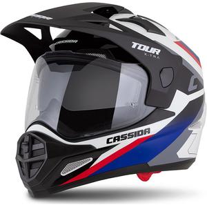 Casco enduro Cassida Tour 2.0 X-tra bianco-blu-rosso-nero con visiera nera opaca