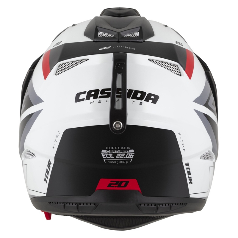 Casco enduro Cassida Tour 2.0 X-tra bianco-rosso-nero con visiera nera opaca