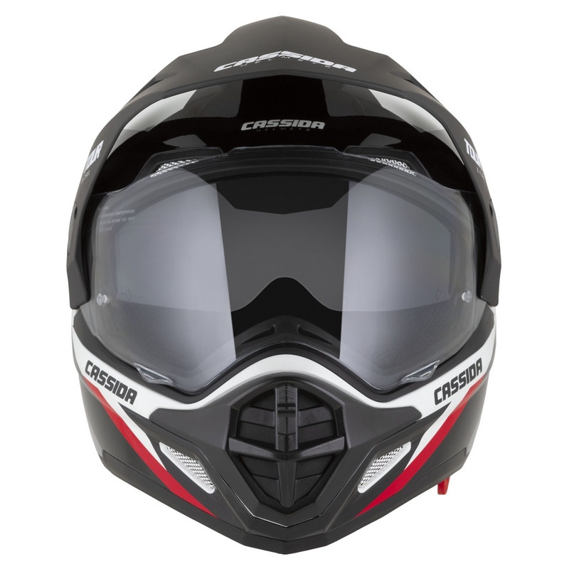 Casco enduro Cassida Tour 2.0 X-tra bianco-rosso-nero con visiera nera opaca