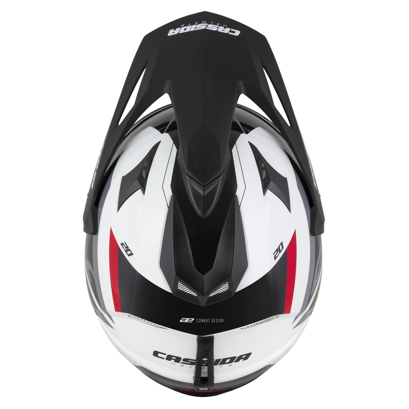 Casco enduro Cassida Tour 2.0 X-tra bianco-rosso-nero con visiera nera opaca
