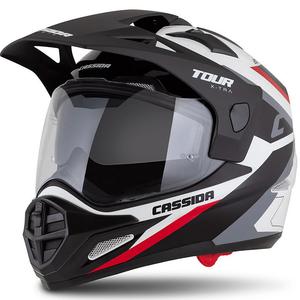 Casco enduro Cassida Tour 2.0 X-tra bianco-rosso-nero con visiera nera opaca