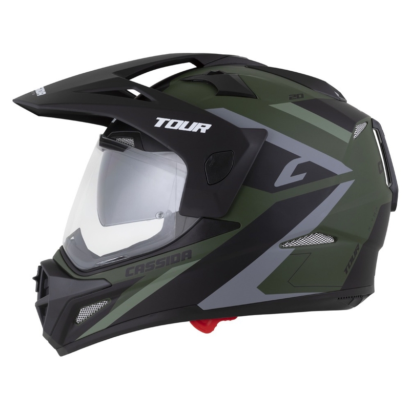 Casco enduro Cassida Tour 2.0 X-tra verde opaco-grigio-nero con visiera nera opaca