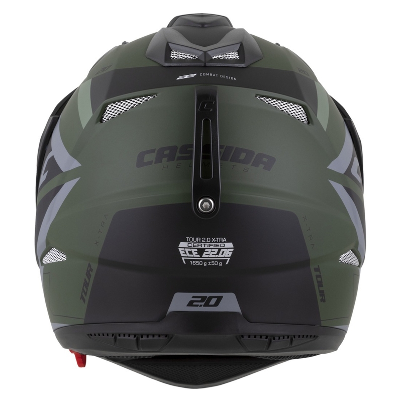 Casco enduro Cassida Tour 2.0 X-tra verde opaco-grigio-nero con visiera nera opaca