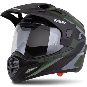 Casco enduro Cassida Tour 2.0 X-tra verde opaco-grigio-nero con visiera nera opaca