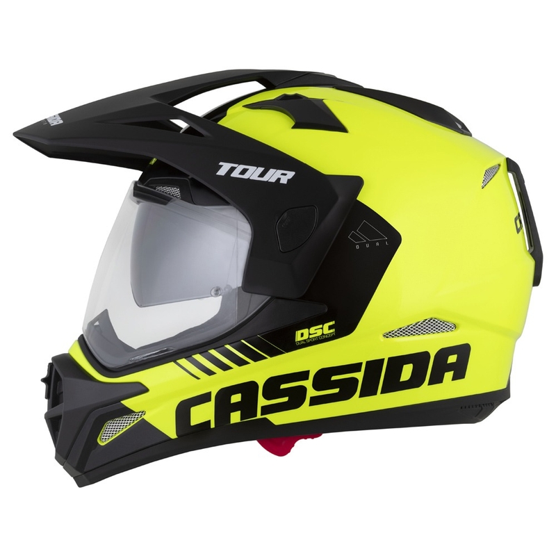 Casco enduro Cassida Tour 2.0 Dual giallo fluo-nero-nero con visiera nera opaca