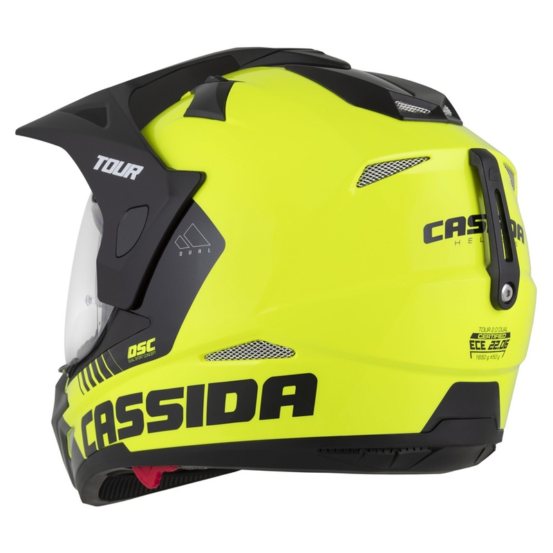 Casco enduro Cassida Tour 2.0 Dual giallo fluo-nero-nero con visiera nera opaca